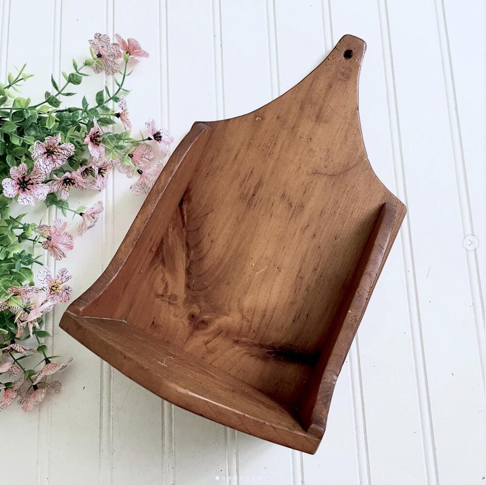 Vintage Wood Wall Hanging Salt Candle Box Shelf Primitive Farmhouse Cottagecore